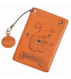 Dog with Guitar Leather Commuter Pass case/card Holders #26426