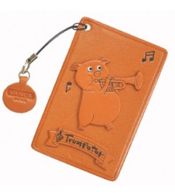 Pig with Trumpet Leather Commuter Pass/Passcard Holders