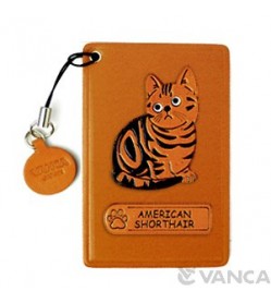 American Shorthair Leather Commuter Pass case/card Holders #26432