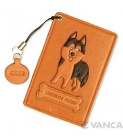 Siberian Husky Leather Commuter Pass/Passcard Holders