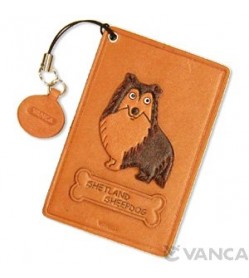 Shetland Sheep Dog Leather Commuter Pass/Passcard Holders