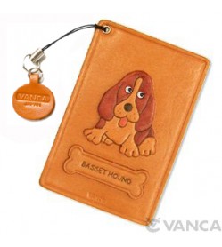 Basset Hound Leather Commuter Pass case/card Holders #26442