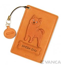 Japanese Shiba Dog Leather Commuter Pass/Passcard Holders