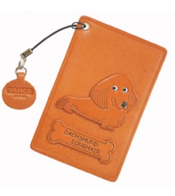 Dachshund Long Hair Leather Commuter Pass case/card Holders #26451