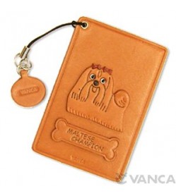Maltese Champion Dog Leather Commuter Pass/Passcard Holders