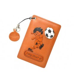 Soccer Long shoot Leather Commuter Pass case/card Holders