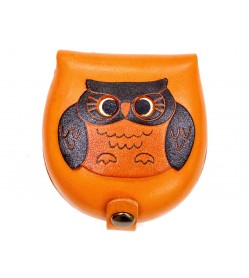 Owl-brown Handmade Genuine Leather Animal Color Coin case/Purse #26088-1