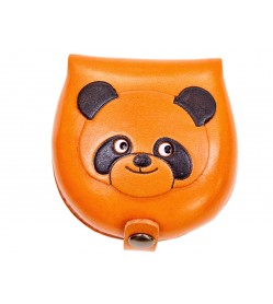 Panda-brown Handmade Genuine Leather Animal Color Coin case/Purse #26089-1
