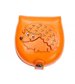 Hedgehog-brown Handmade Genuine Leather Animal Color Coin case/Purse #26088-1