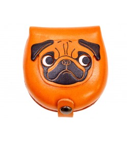 Pug-brown Handmade Genuine Leather Animal Color Coin case/Purse #26093-1