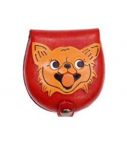 Chihuahua-red Handmade Genuine Leather Animal Color Coin case/Purse #26091-2