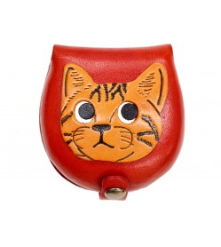 American shorthair -red Handmade Genuine Leather Animal Color Coin case/Purse #26094-2