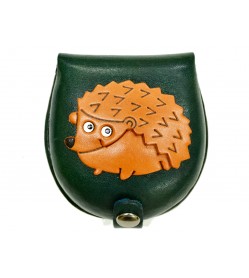 Hedgehog-green Handmade Genuine Leather Animal Color Coin case/Purse #26088-3