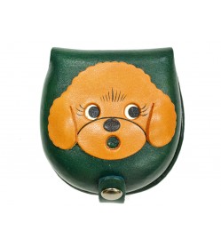 Toy poodle-green Handmade Genuine Leather Animal Color Coin case/Purse #26092-3