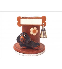 DACHSHUND genuine leather handcrafted Personal stamp Stand #26096