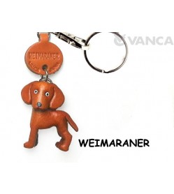 Weimaraner Leather Dog Keychain