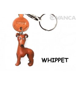 Whippet Leather Dog Keychain