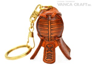 Kendo mask Leather Keychain(L)