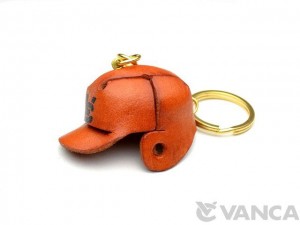 Baseball Helmet Leather Keychain(L)