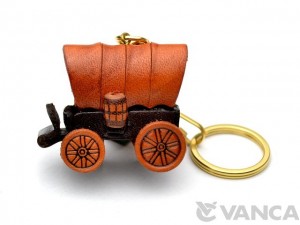 Covered Wagon Leather Keychain(L)