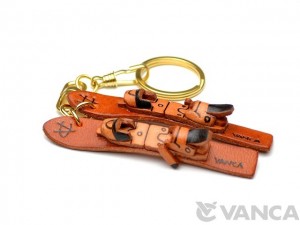 Skis Leather Keychain(L)