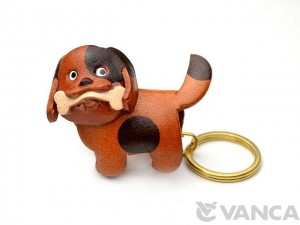 Chubby Dog Leather Keychain(L)