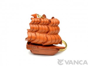 Historical Sailing Boat Leather Keychain(L)