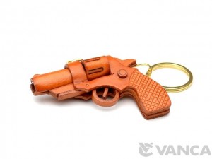 Gun (Pistol) Leather Keychain(L)