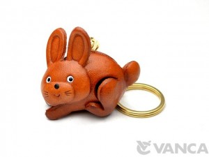 Rabbit Japanese Leather Keychain(L)