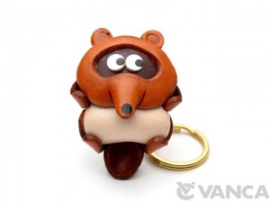 Raccoon Dog Leather Keychain(L)