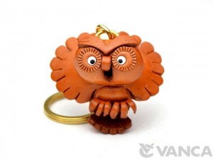 Flying Owl Leather Keychain(L)