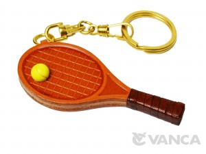 Tennis Racket Leather Keychain(L)