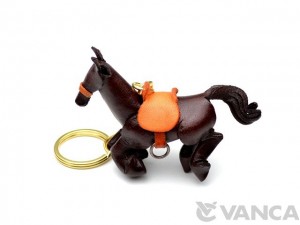 Galloping Horse Leather Keychain(L)