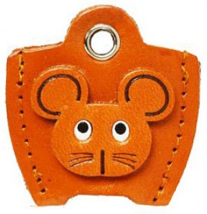 Leather Key Cover Cap Keychain Mouse