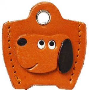 Leather Key Cover Cap Keychain Dog