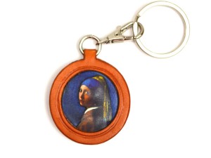 Vermeer's Girls with Pearl Earring Leather plate Keychain