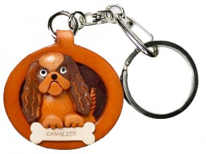 Cavalier K.C.Spaniel Leather Dog plate Keychain