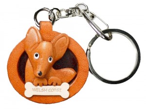 Welsh Corgi Leather Dog plate Keychain