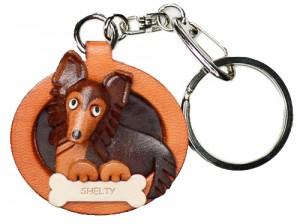 Shetland Sheepdog Leather Dog plate Keychain