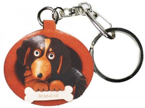 Bernese Mountain Dog Leather Dog plate Keychain