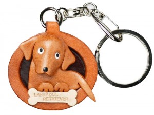 Labrador Retriever Leather Dog plate Keychain