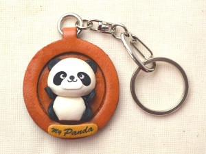 Panda Japanese Leather Plate Keychain