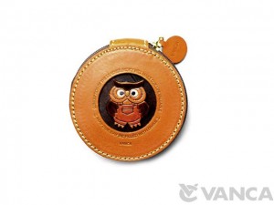 Owl Handmade Genuine Leather Animal Round Coin case #26191