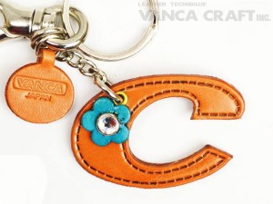 Initial  "C" Leather Keychain Bag Charm