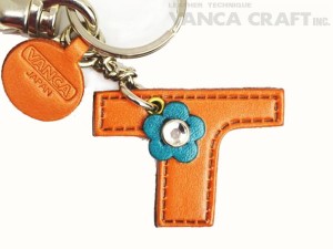 Initial  "T" Leather Keychain Bag Charm