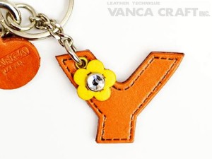 Initial  "Y" Leather Keychain Bag Charm