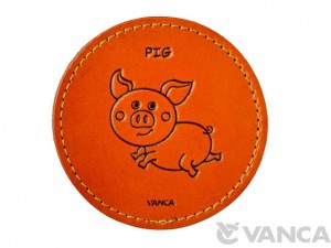 Leather Coaster Pig