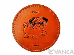 Leather Coaster Pug