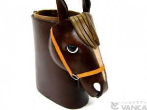 Horse Head Black Brown Handmade Leather Eyeglasses Holder/Stand #26229