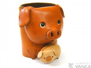 Pig Handmade Leather Animal Eyeglasses Holder/Stand #26210